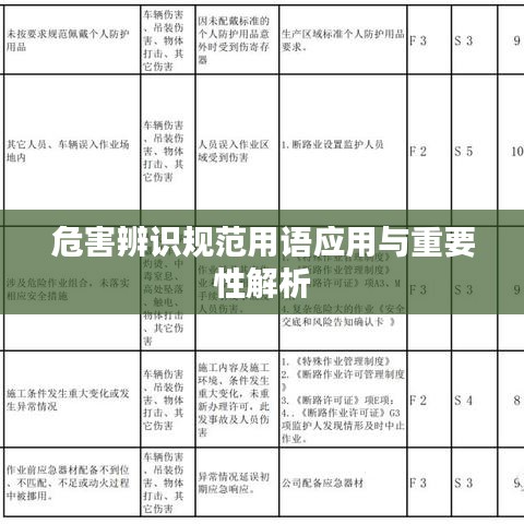 危害辨識規(guī)范用語應用與重要性解析