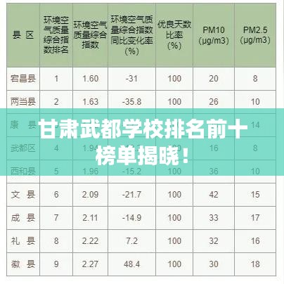 甘肅武都學(xué)校排名前十榜單揭曉！