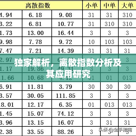 獨(dú)家解析，離散指數(shù)分析及其應(yīng)用研究