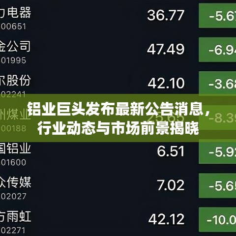 鋁業(yè)巨頭發(fā)布最新公告消息，行業(yè)動態(tài)與市場前景揭曉